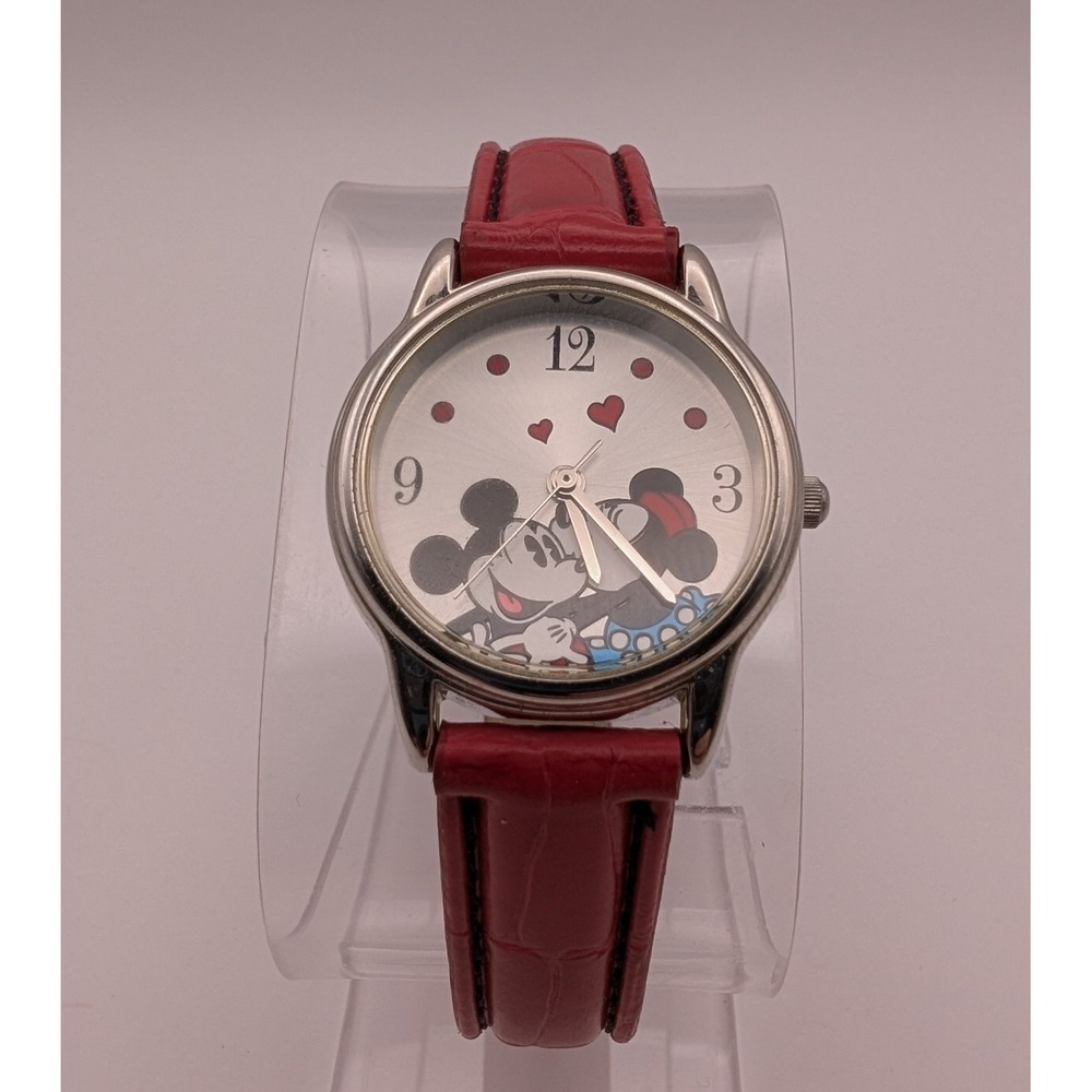 Special Edition Disney Mickey & Minnie‎ Watch With Hearts, Red Band, New Battery